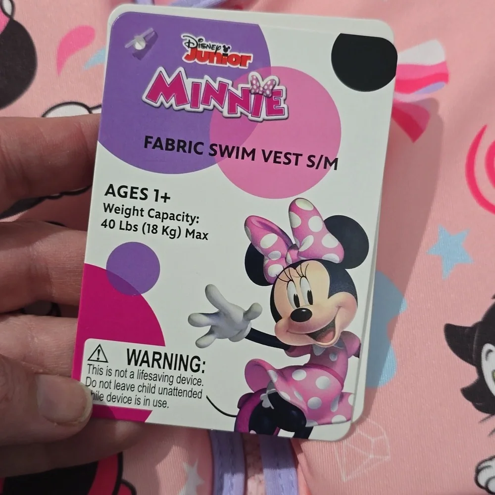 Minnie Mouse Fabric Swim Vest‎ Size S/M NWT